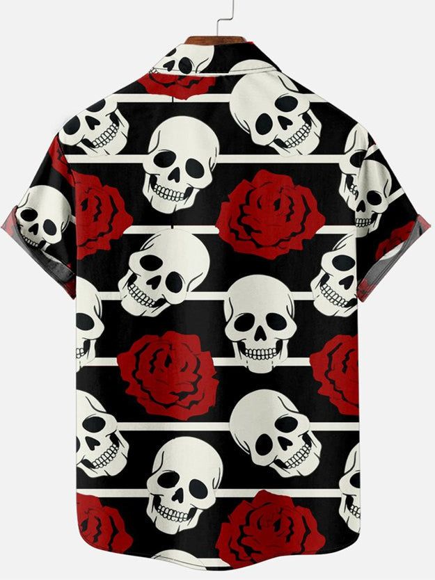 Halloween Rose Skull Men’s Short Sleeve Shirt
