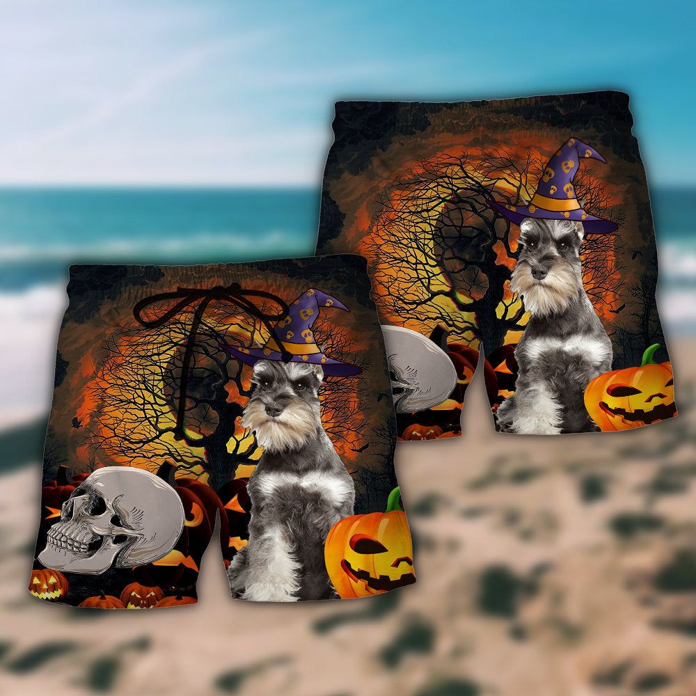 Halloween Schnauzer My Lovely Dog Trendy Aloha Hawaiian Beach Shorts