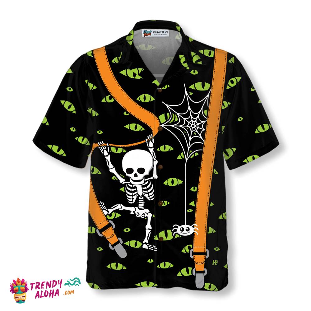 Halloween Skeleton And Monster Eyes Hawaiian Shirt