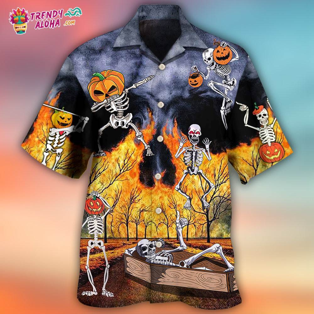 Halloween Skeleton Party Pumpkin Burning Scary Hawaiian Shirt – Trendy Aloha