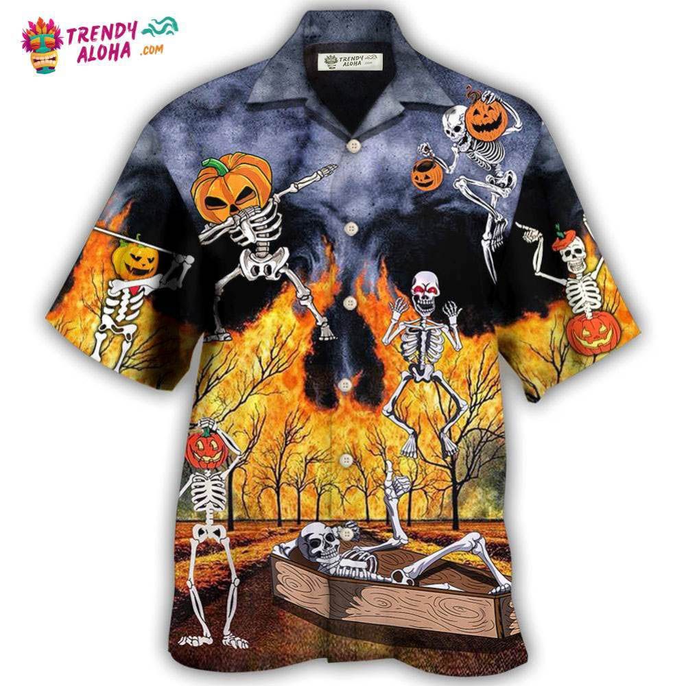 Halloween Skeleton Party Pumpkin Burning Scary Hawaiian Shirt – Trendy Aloha Halloween Skeleton Party Pumpkin Burning Scary Hawaiian Shirt – Trendy Aloha