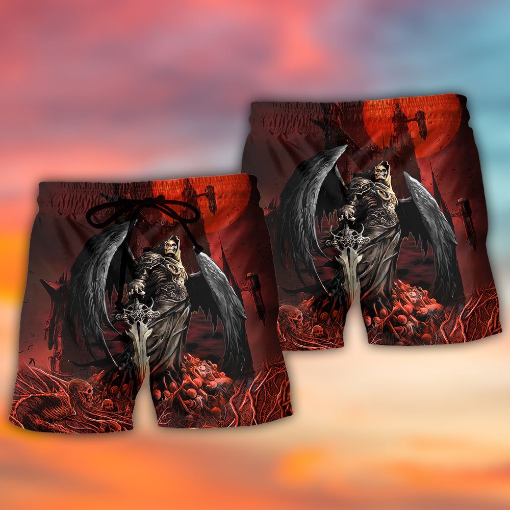 Halloween Skull Dark Blood Night Scary Style Trendy Aloha Hawaiian Beach Shorts
