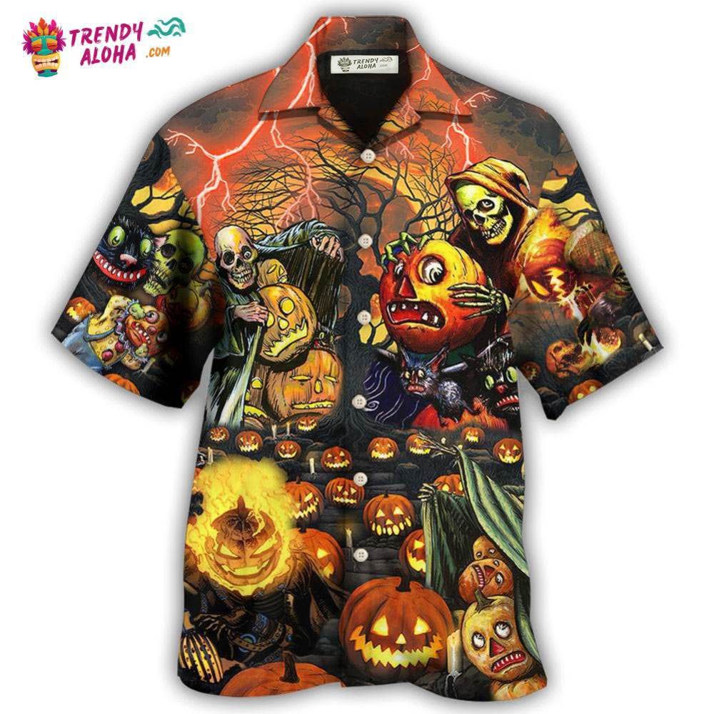 Halloween Skull Dark Pumpkin Scary Hawaiian Shirt – Trendy Aloha Halloween Skull Dark Pumpkin Scary Hawaiian Shirt – Trendy Aloha