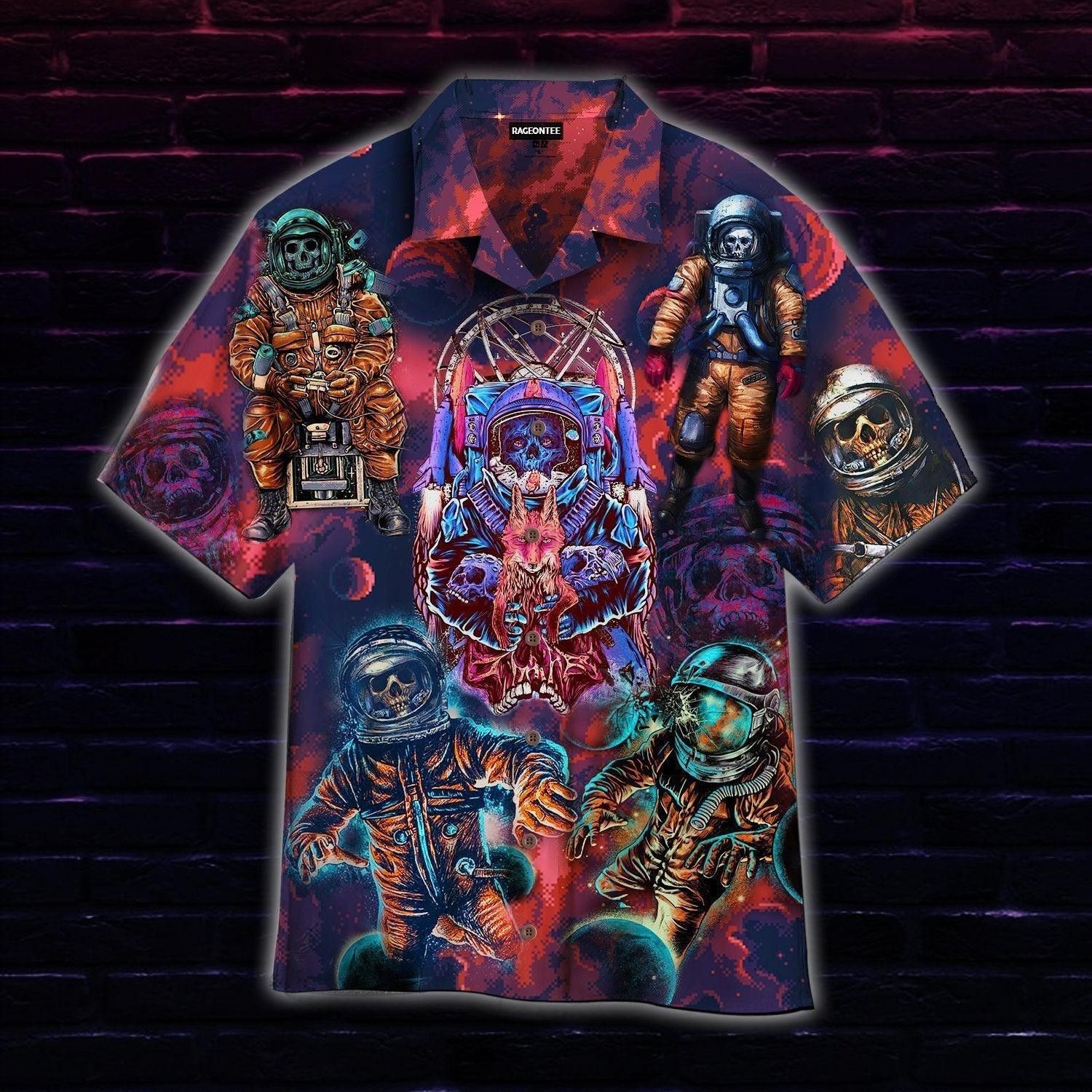 Halloween Skull Spacemen Theme Hawaiian Shirt