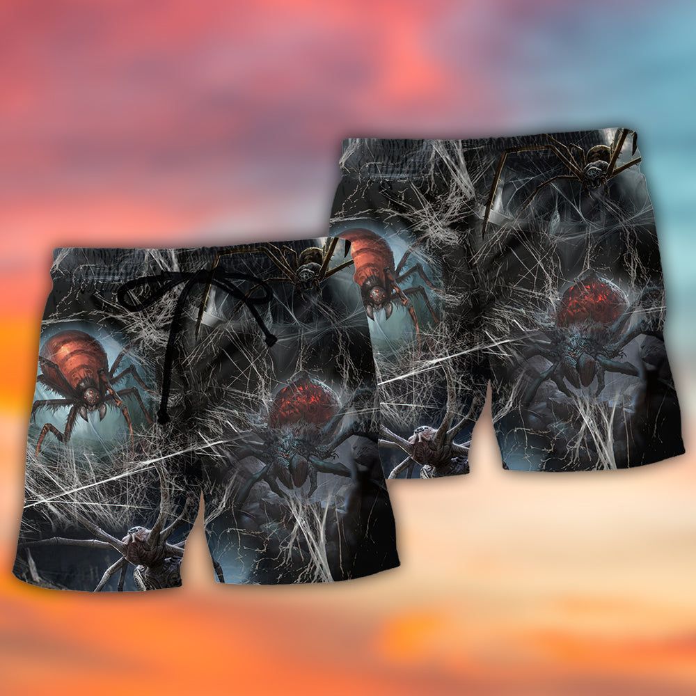 Halloween Spider Dark Scary Trendy Aloha Hawaiian Beach Shorts
