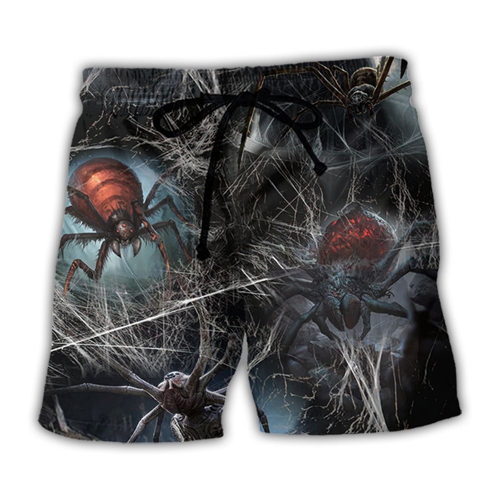 Halloween Spider Dark Scary Trendy Aloha Hawaiian Beach Shorts