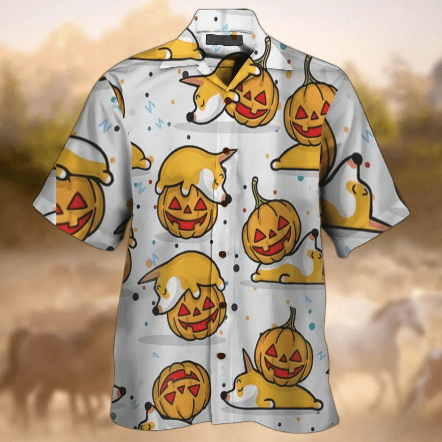 Halloween Themed Corgi on Hawaiian Beach Attire