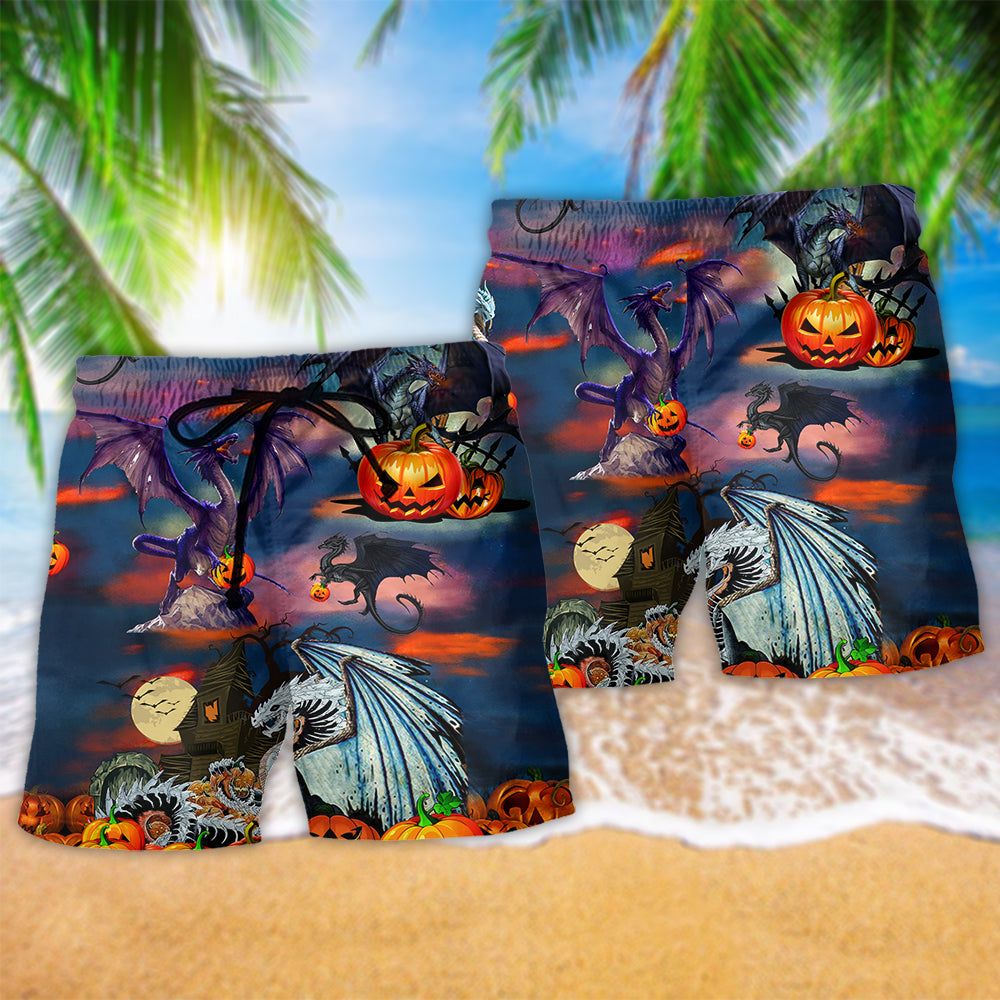 Halloween Treasure Guardians Dragon Trendy Aloha Hawaiian Beach Shorts