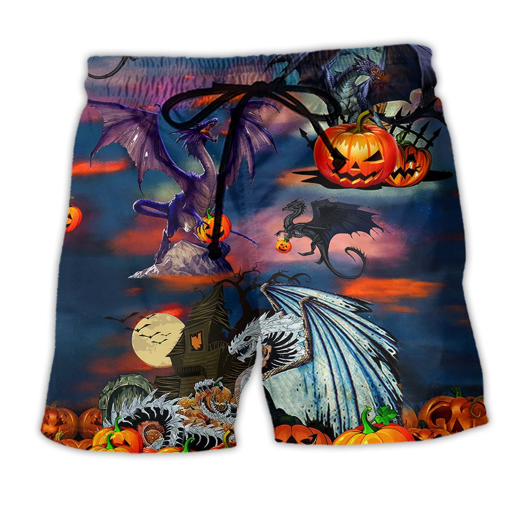 Halloween Treasure Guardians Dragon Trendy Aloha Hawaiian Beach Shorts