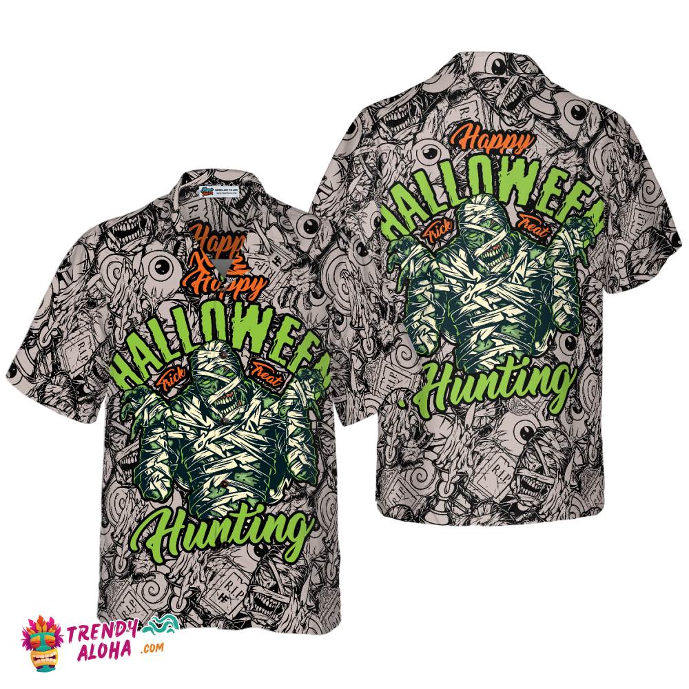 Halloween Vintage Scary Mummy Hawaiian Shirt Halloween Vintage Scary Mummy Hawaiian Shirt