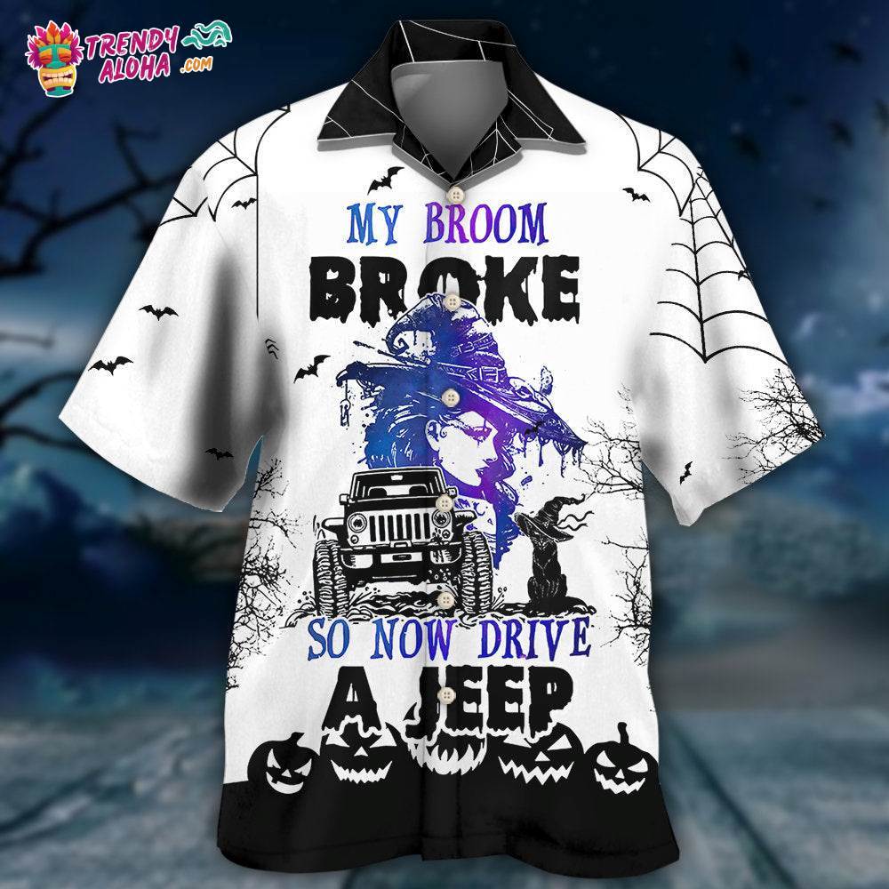 Halloween Witch My Broom Broke Hawaiian Shirt – Trendy Aloha