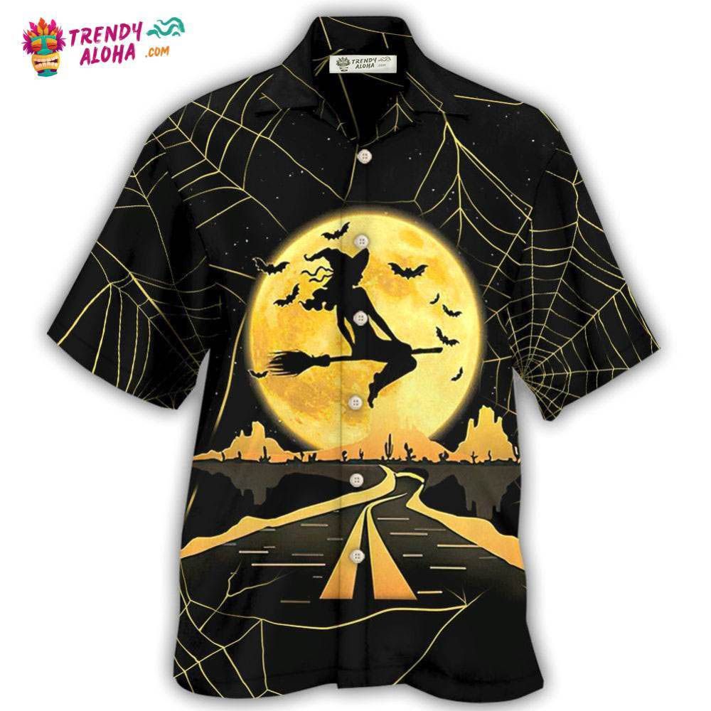 Halloween Witch On A Dark Desert Highway Hawaiian Shirt – Trendy Aloha Halloween Witch On A Dark Desert Highway Hawaiian Shirt – Trendy Aloha