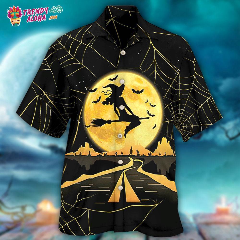Halloween Witch On A Dark Desert Highway Hawaiian Shirt – Trendy Aloha