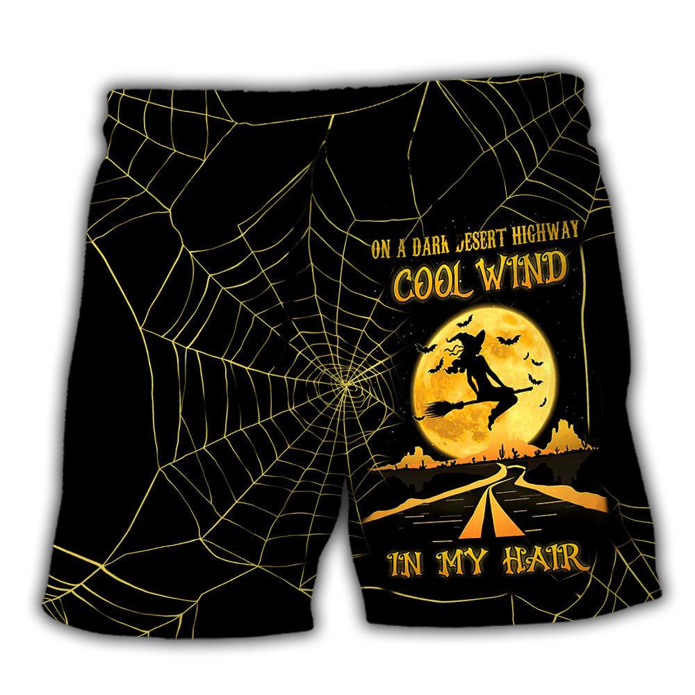 Halloween Witch On A Dark Desert Highway Trendy Aloha Hawaiian Beach Shorts
