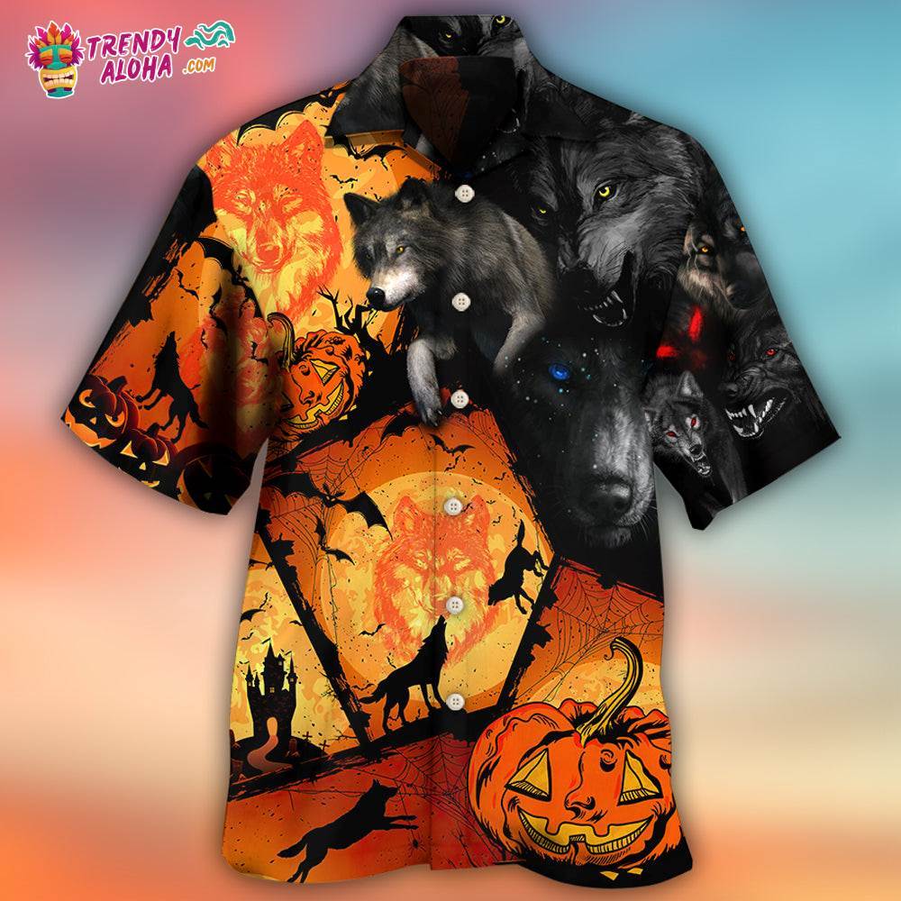 Halloween Wolf Pumpkin Scary Hawaiian Shirt – Trendy Aloha