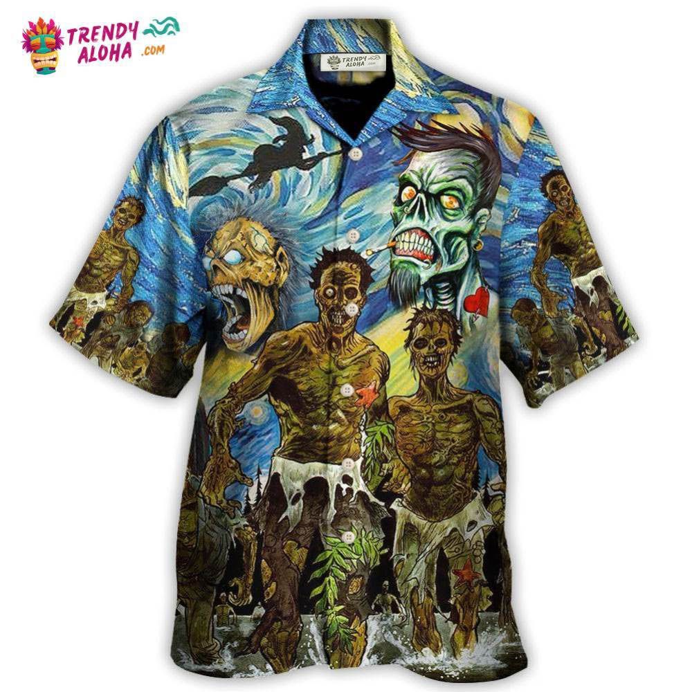 Halloween Zombie Crazy Starry Night Funny Boo Art Style Hawaiian Shirt – Trendy Aloha Halloween Zombie Crazy Starry Night Funny Boo Art Style Hawaiian Shirt – Trendy Aloha