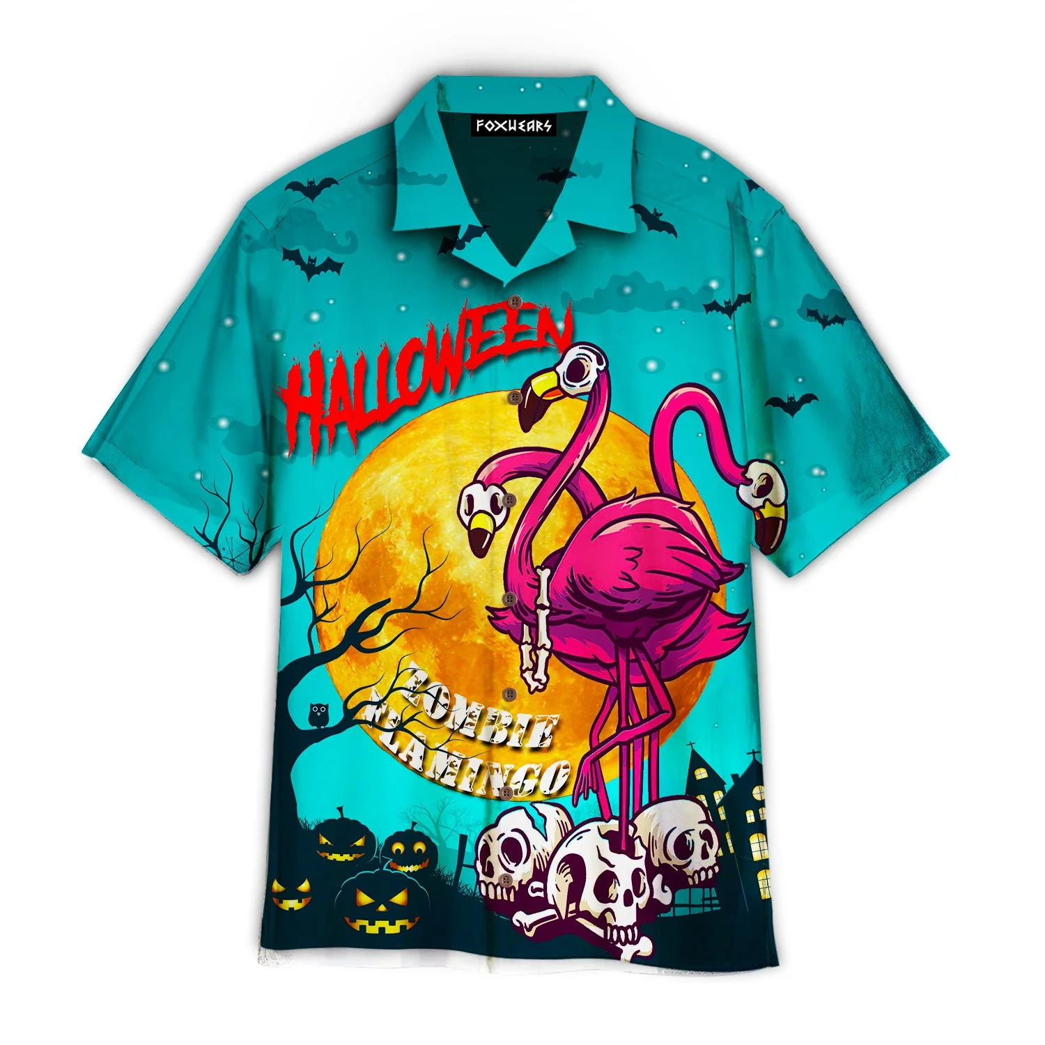 Halloween Zombie Flamingo Trendy Hawaiian Shirt