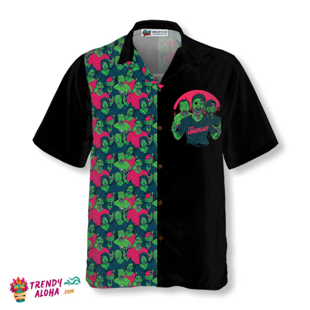 Halloween Zombie Walking Out Hawaiian Shirt