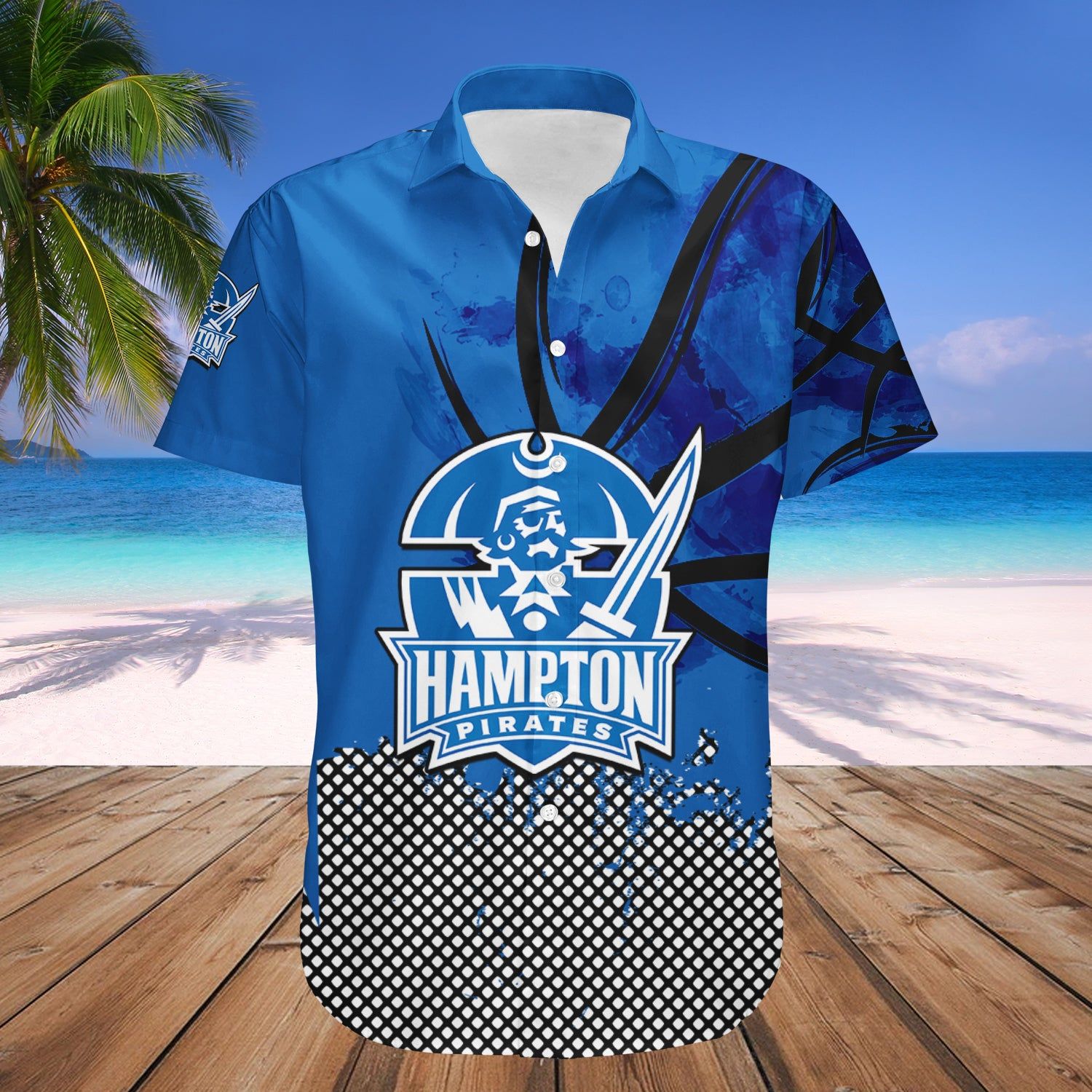 Hampton Pirates Hawaii Shirt Basketball Net Grunge Pattern – NCAA