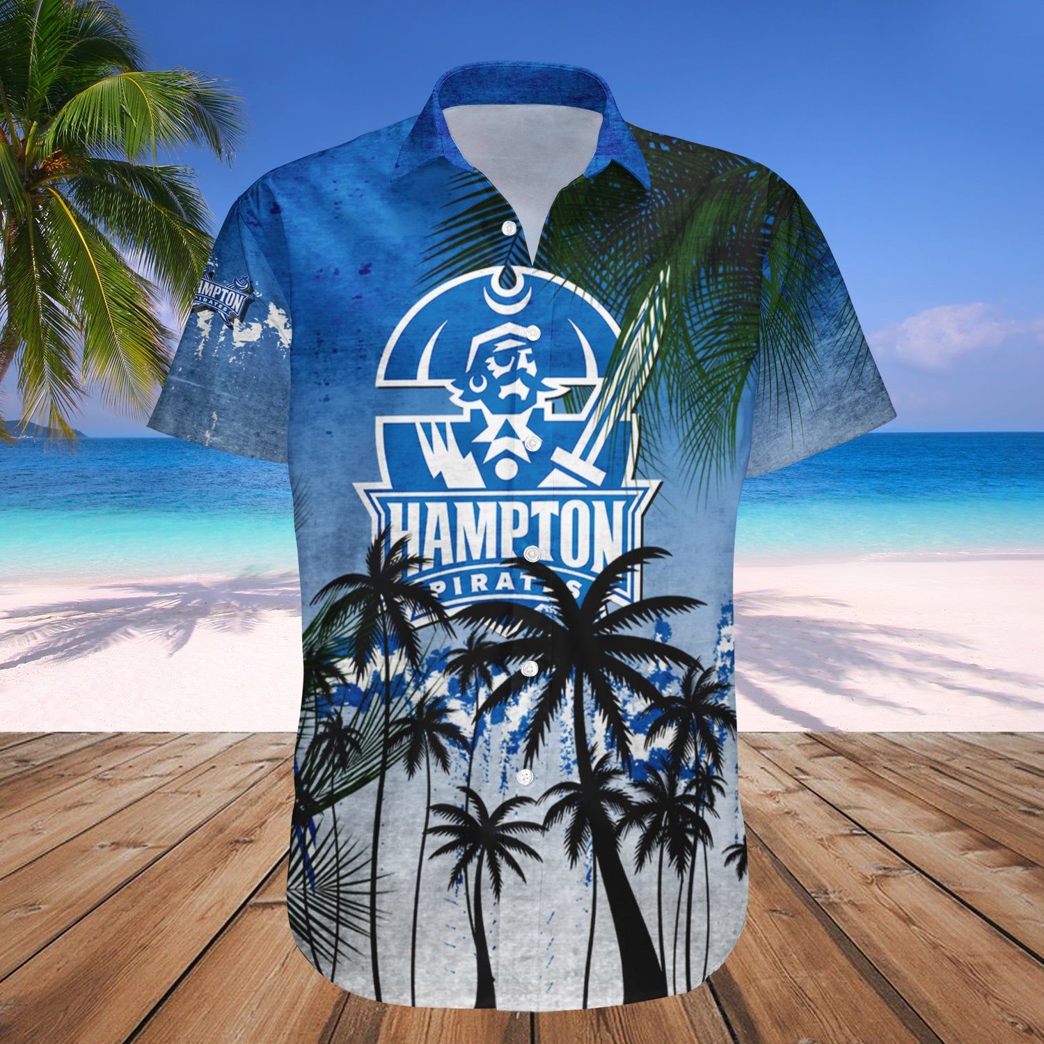Hampton Pirates Hawaii Shirt Coconut Tree Tropical Grunge – NCAA