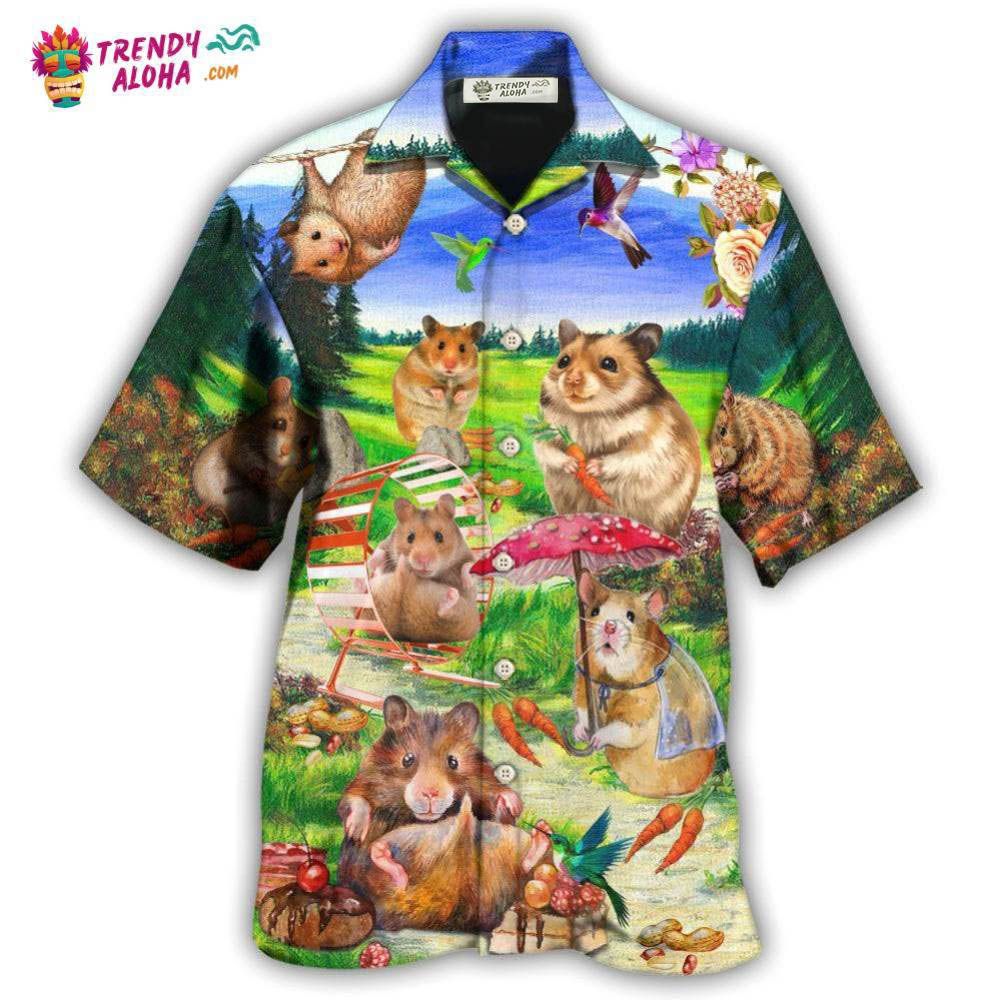 Hamster Animals Eating And Happy In Field Hawaiian Shirt – Trendy Aloha Hamster Animals Eating And Happy In Field Hawaiian Shirt – Trendy Aloha