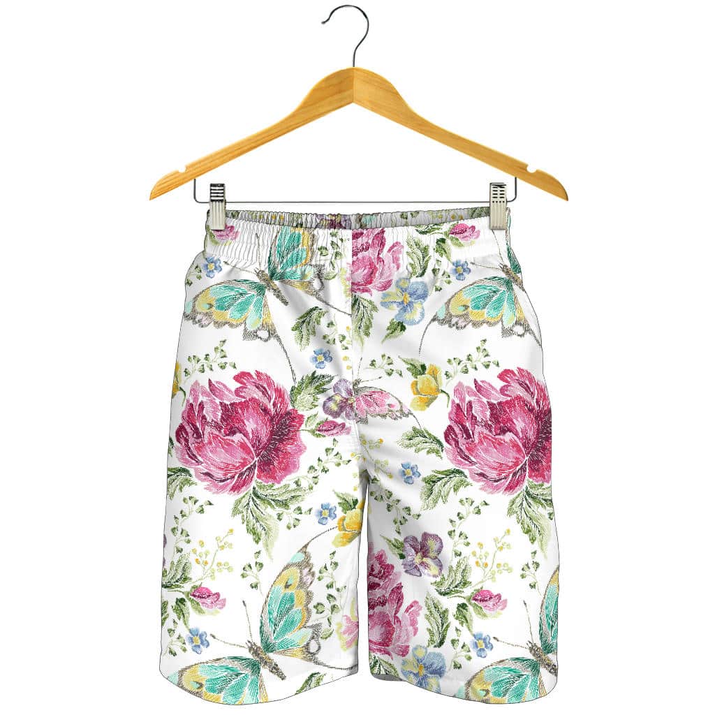 Hand Drawn Butterfly Rose For Men Women Kid Shorts