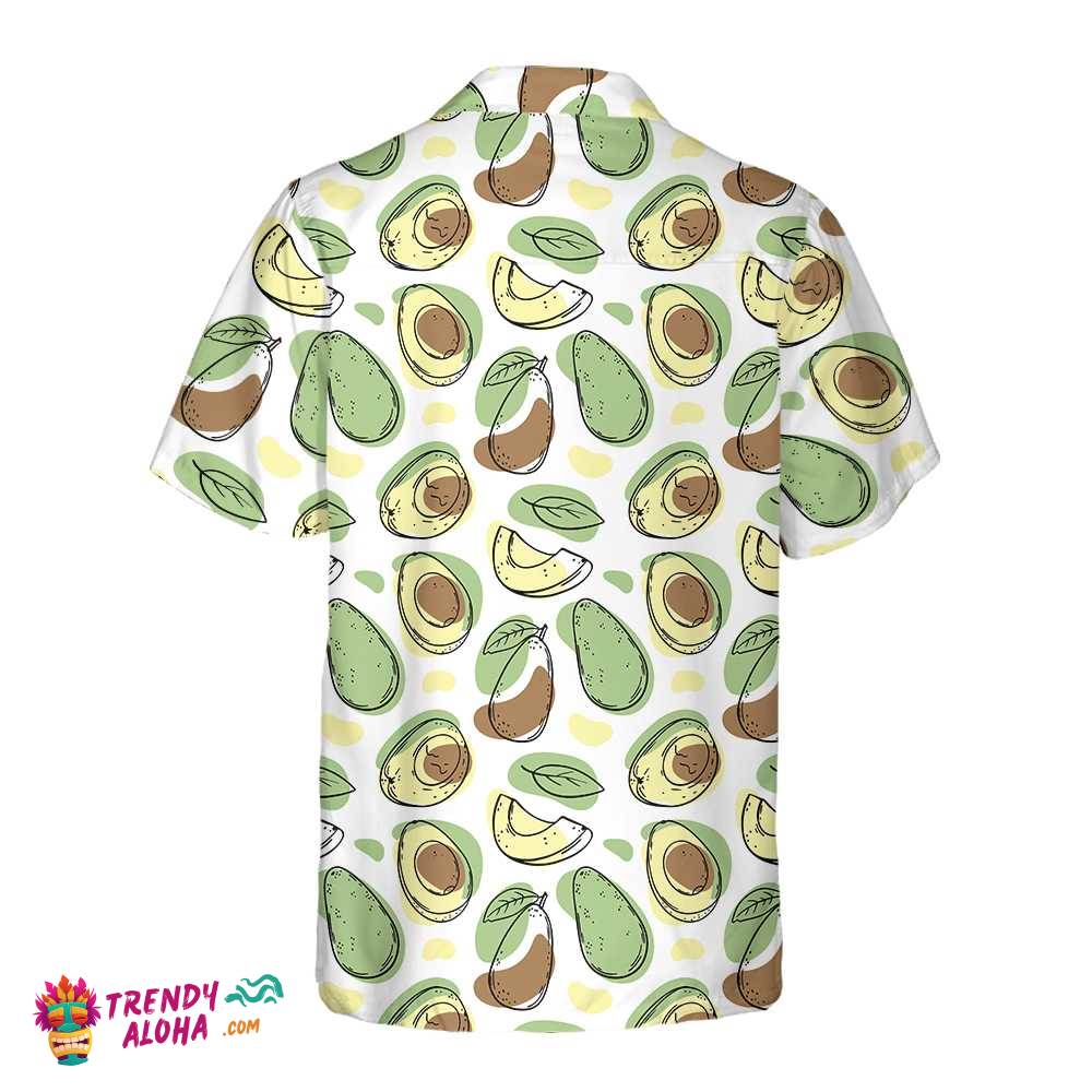 Hand Drawn Cute Avocado Pattern Hawaiian Shirt, Funny Avocado Shirt, Short Sleeve Avocado Print Shirt