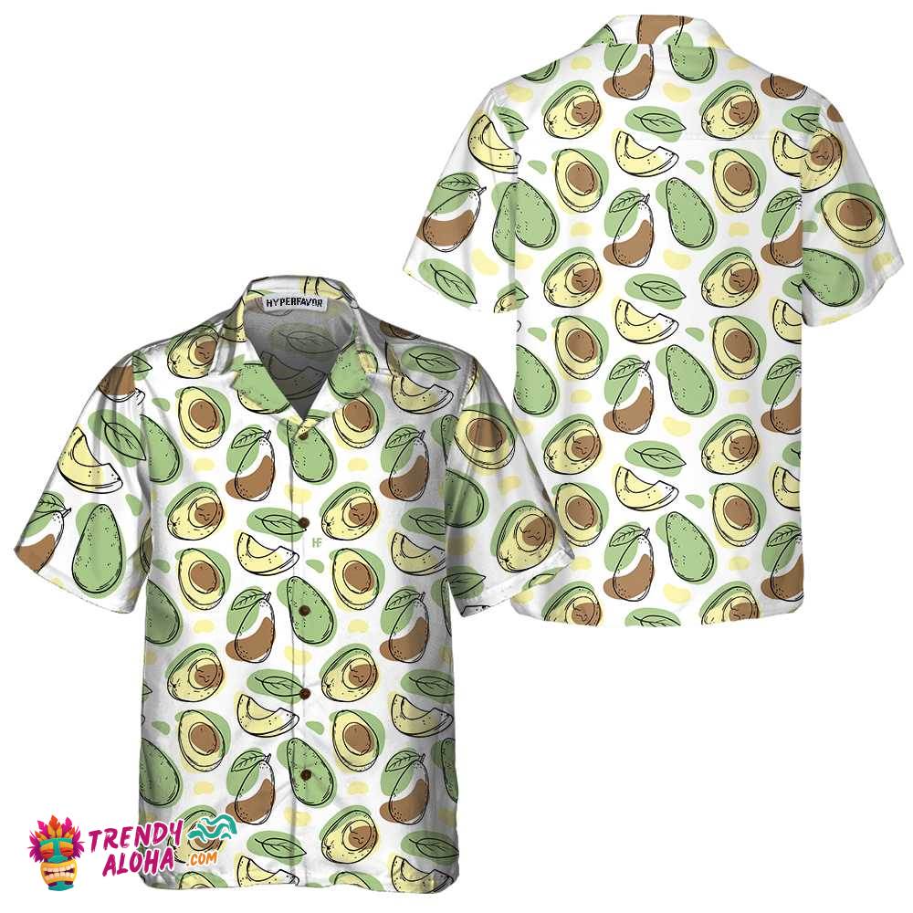 Hand Drawn Cute Avocado Pattern Hawaiian Shirt, Funny Avocado Shirt, Short Sleeve Avocado Print Shirt Hand Drawn Cute Avocado Pattern Hawaiian Shirt, Funny Avocado Shirt, Short Sleeve Avocado Print Shirt