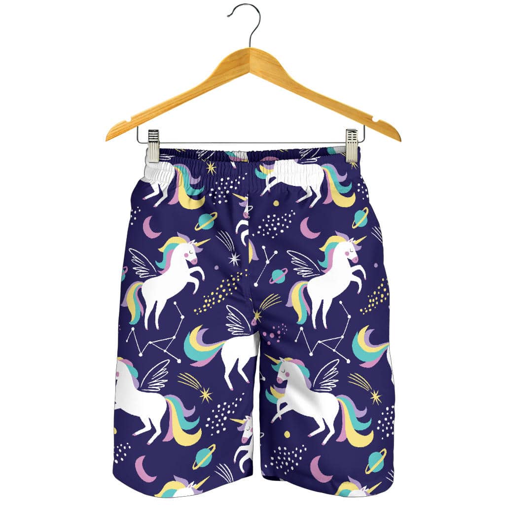 Hand Drawn Cute Unicorn Star Planet For Men Women Kid Shorts