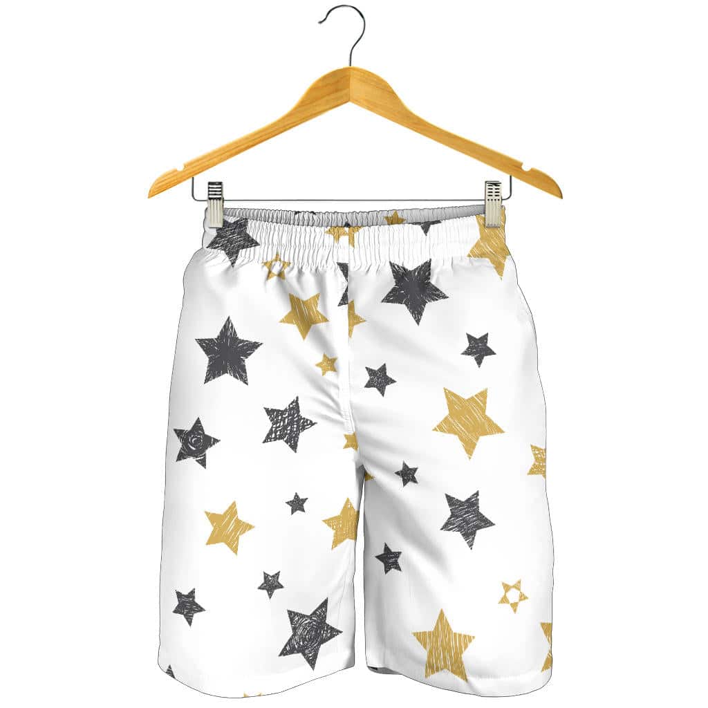 Hand Drawn Gold Black Star Pattern For Men Women Kid Shorts