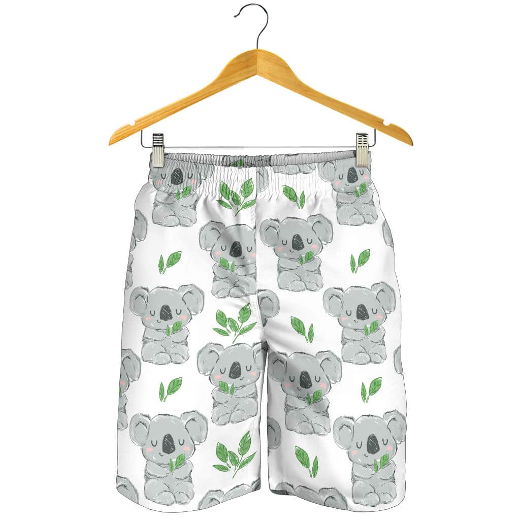 Hand Drawn Koala Leaves Pattern For Men Women Kid Shorts