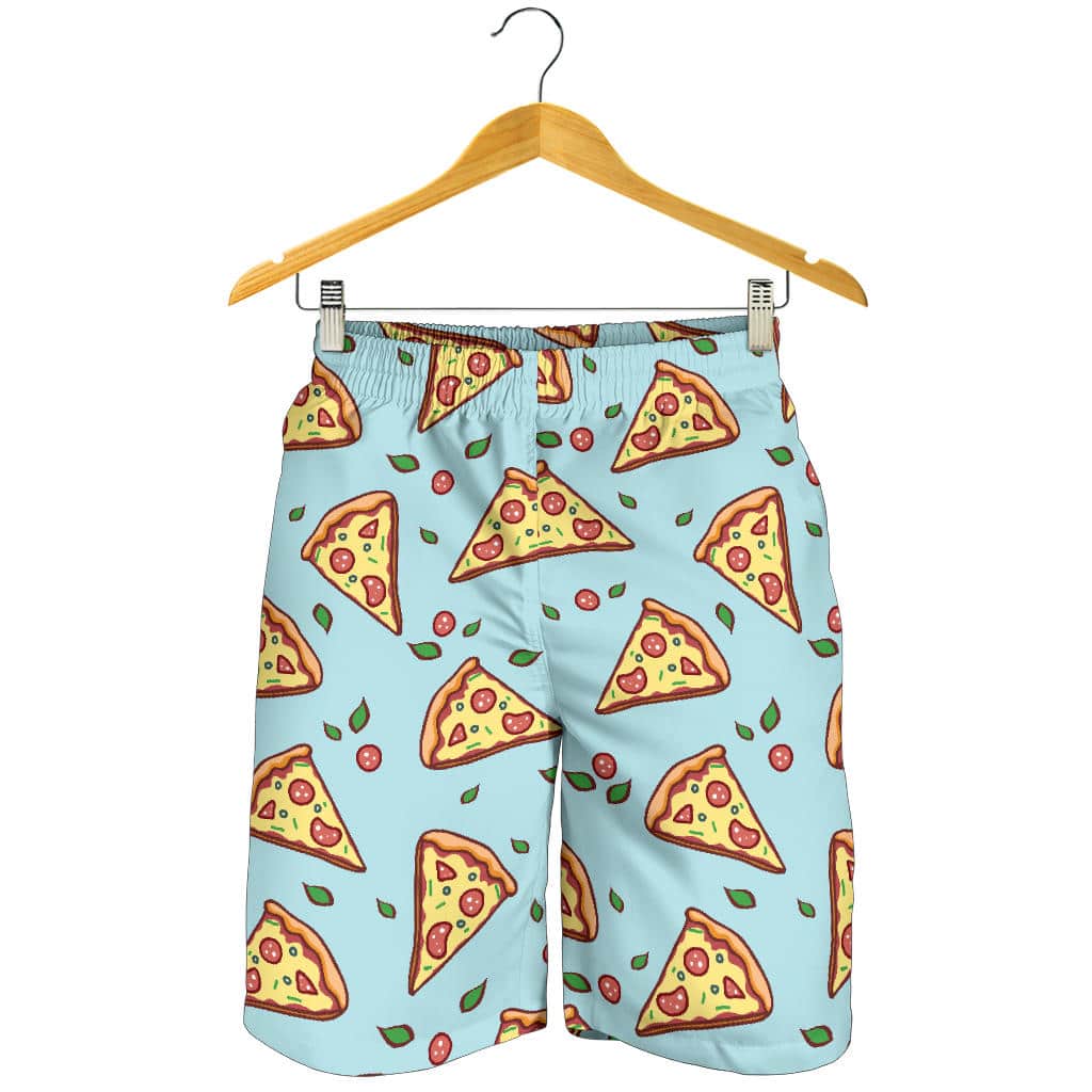 Hand Drawn Pizza Blue Background For Men Women Kid Shorts
