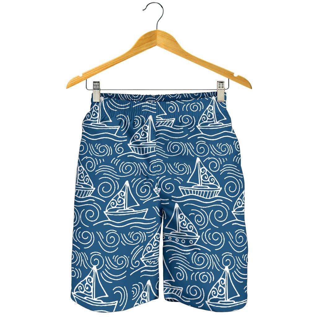 Hand Drawn Sailboat Pattern For Men Women Kid Shorts