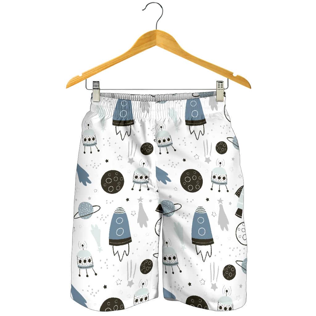 Hand Drawn Space Elements Space Rocket Star Planet Space Probe For Men Women Kid Shorts