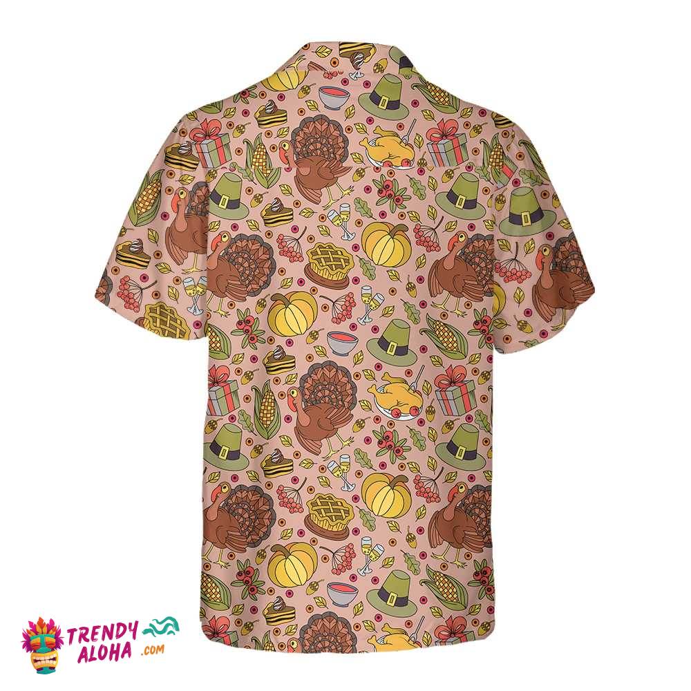 Hand-Drawn Thanksgiving Food And Drinks Hawaiian Shirt, Funny Thanksgiving Shirt, Gift For Thanksgiving Day
