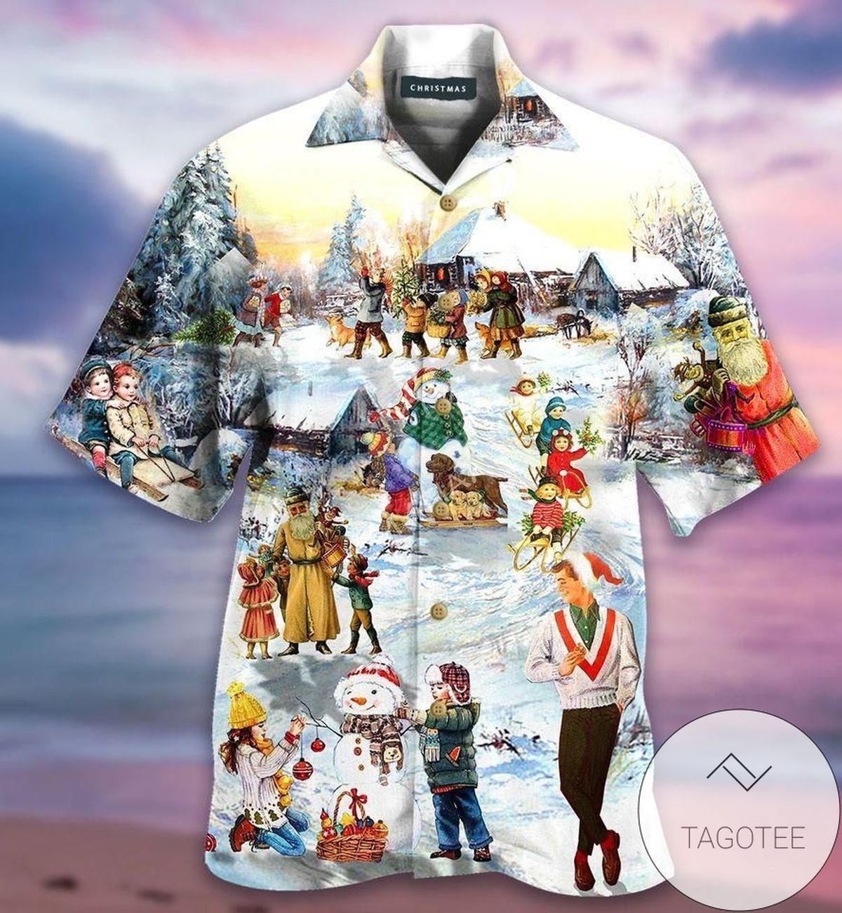 Happy Christmas Activities Under Snowy Hawaiian Shirts