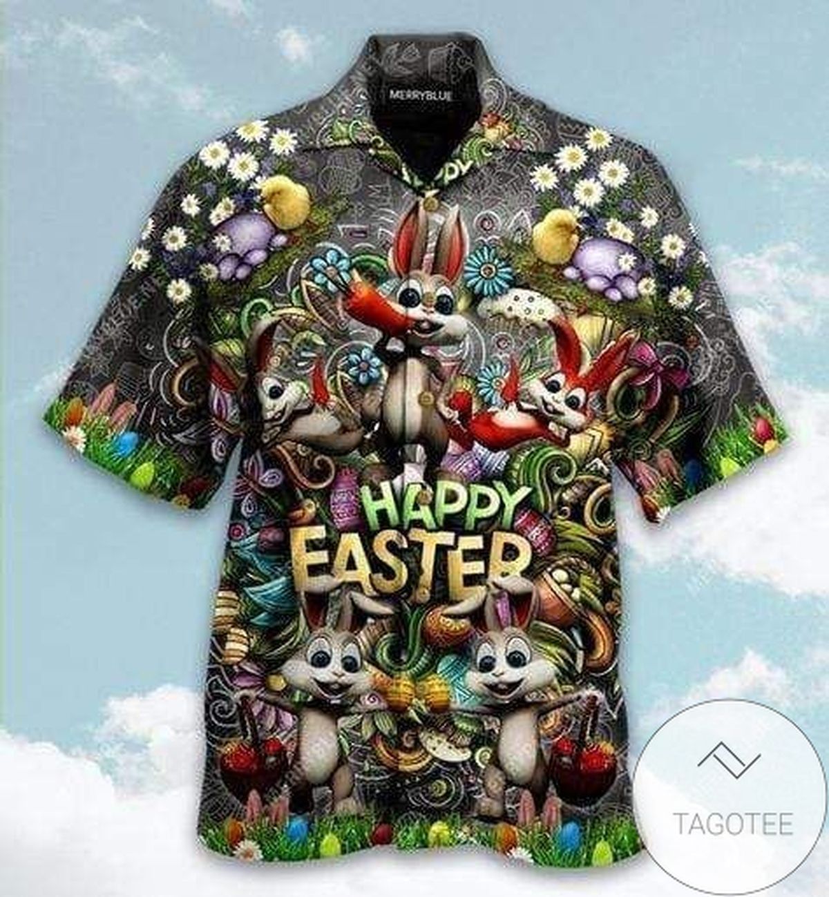 Happy Easter Bunny Chick Design Hawaiian Shirt Elegance Tropical Style