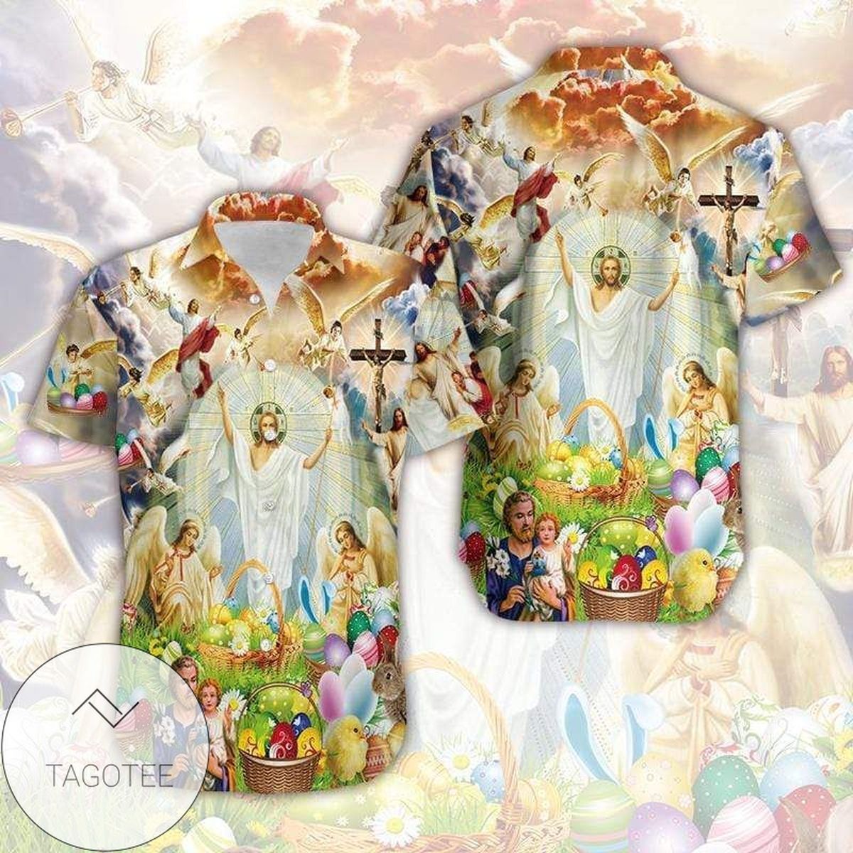 Happy Easter Celebration Hawaiian Shirt Celebrating Jesus Elegance Design