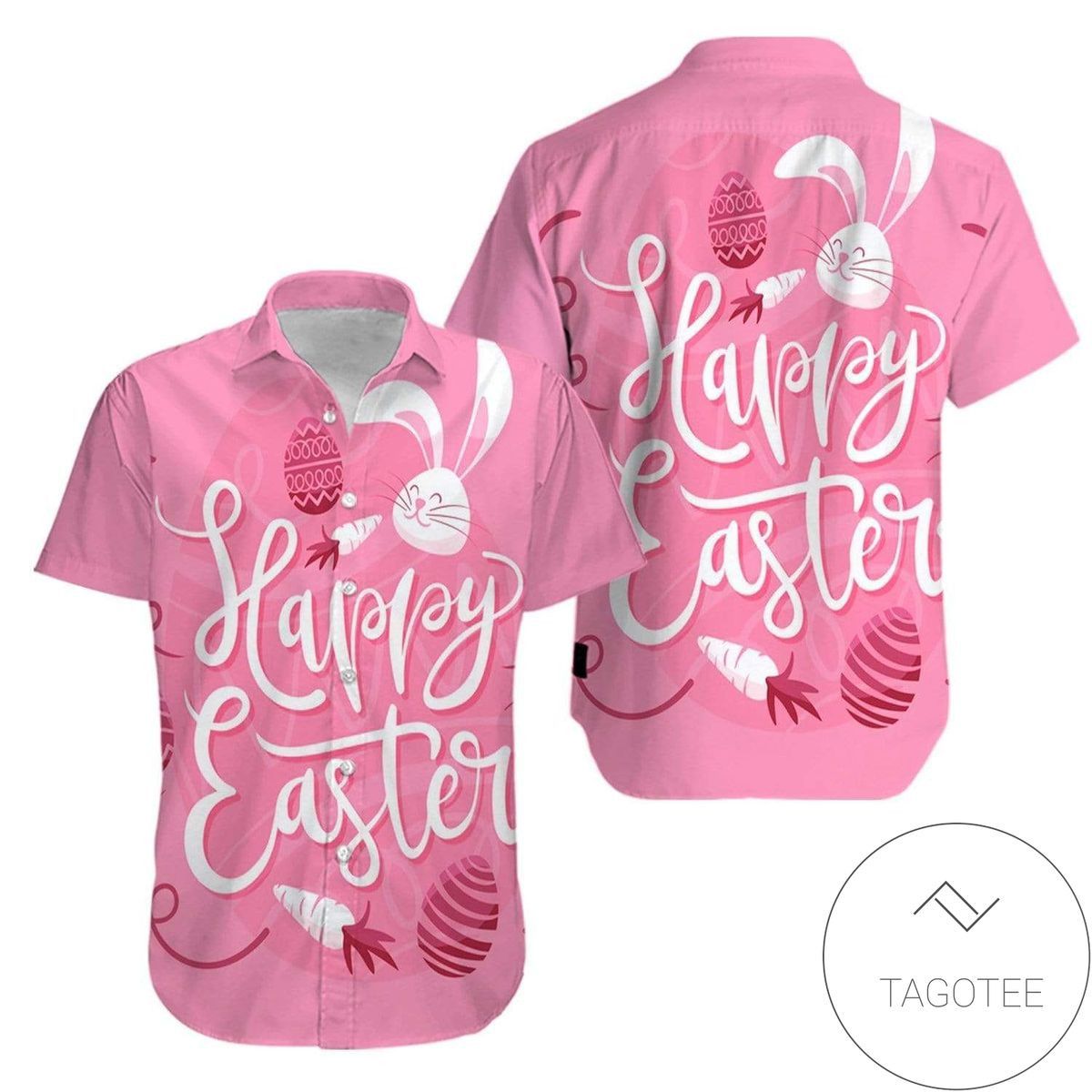 Happy Easter Day Bunny Eggs Carrot Pink Hawaiian Shirts