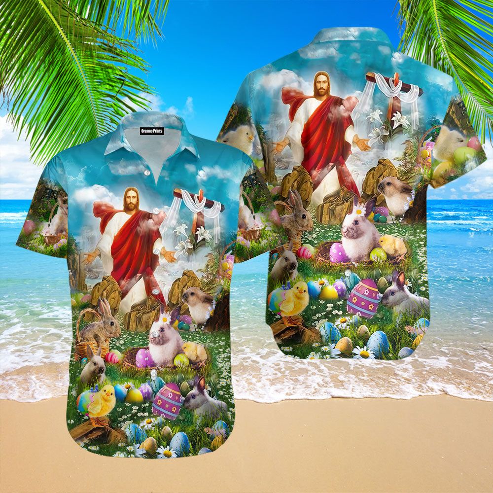 Happy Easter Jesus Is Risen Aloha Hawaiian Shirts For Men And Women |