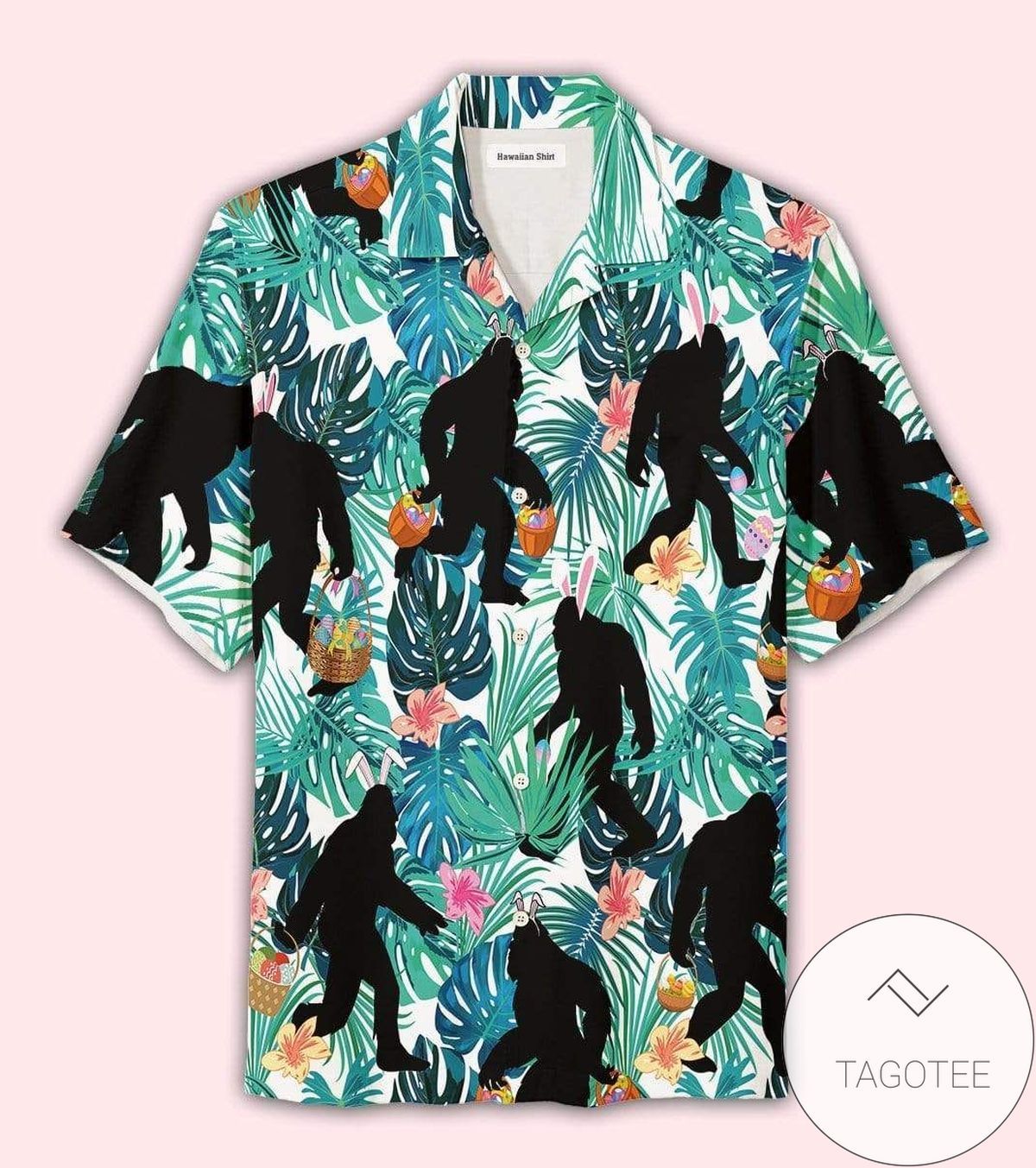Happy Easter Simple Bunny Bigfoot Squad Eggs Hunt Hawaiian Shirt