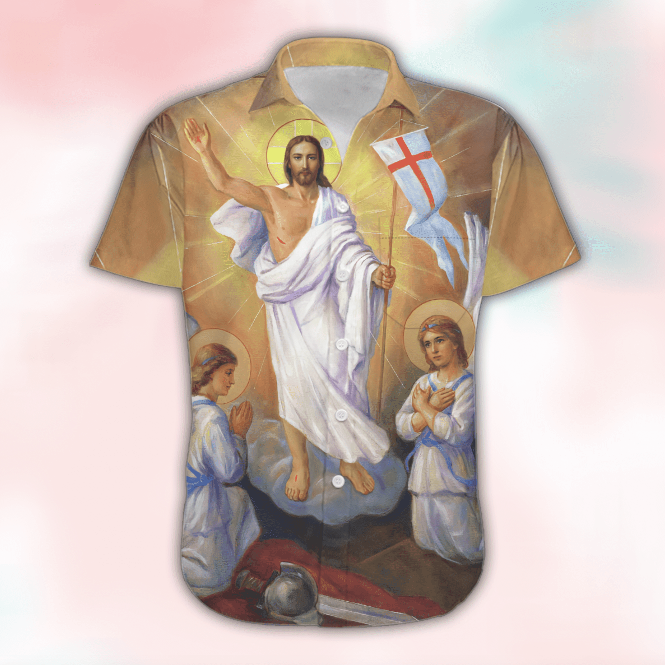 Happy Easter Sunday Jesus Christ He Is Risen Hallelujah Aloha Hawaiian Shirts For Men And Women |
