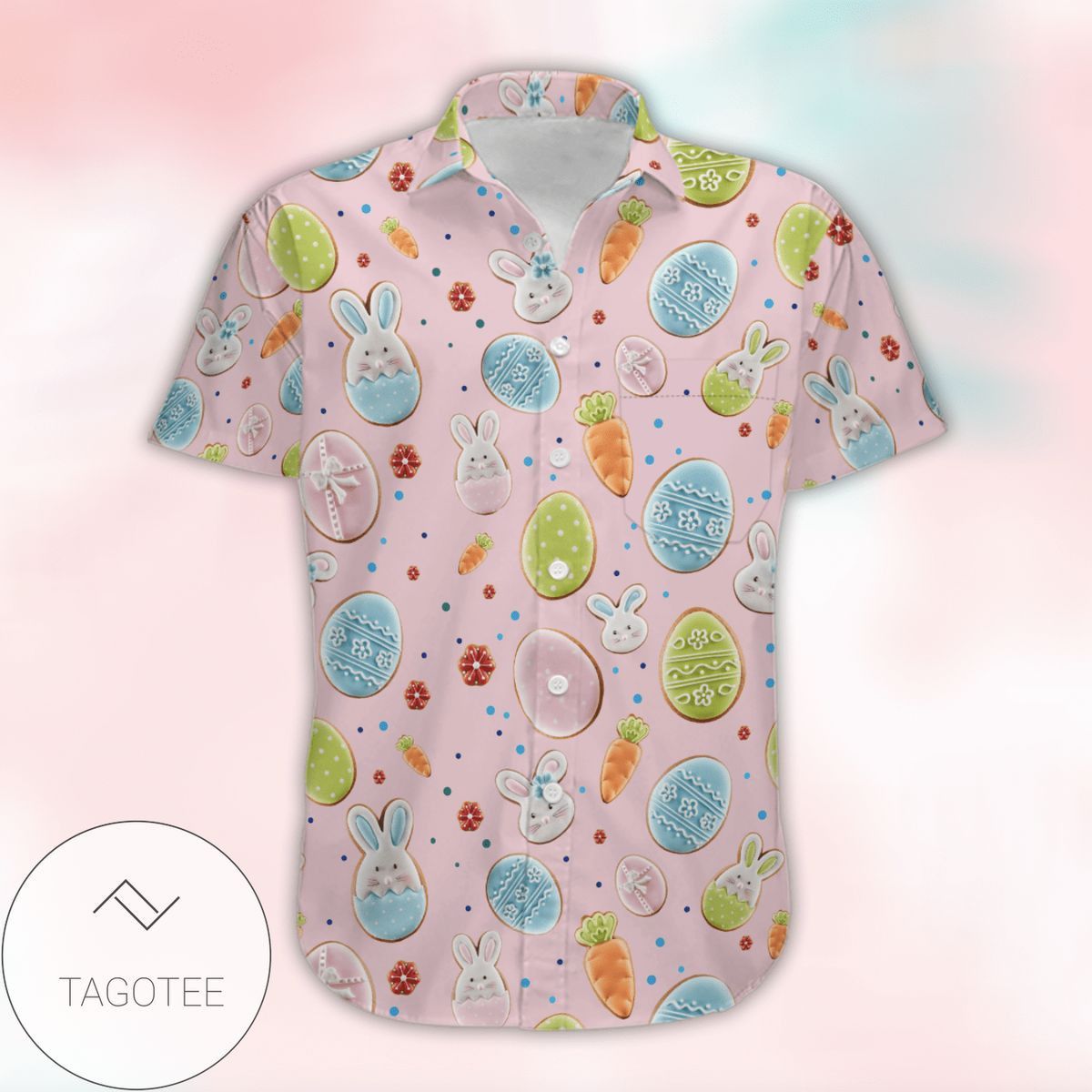 Happy Easter White Sweet Bunny Lamb Chick Cookies Hawaiian Shirts