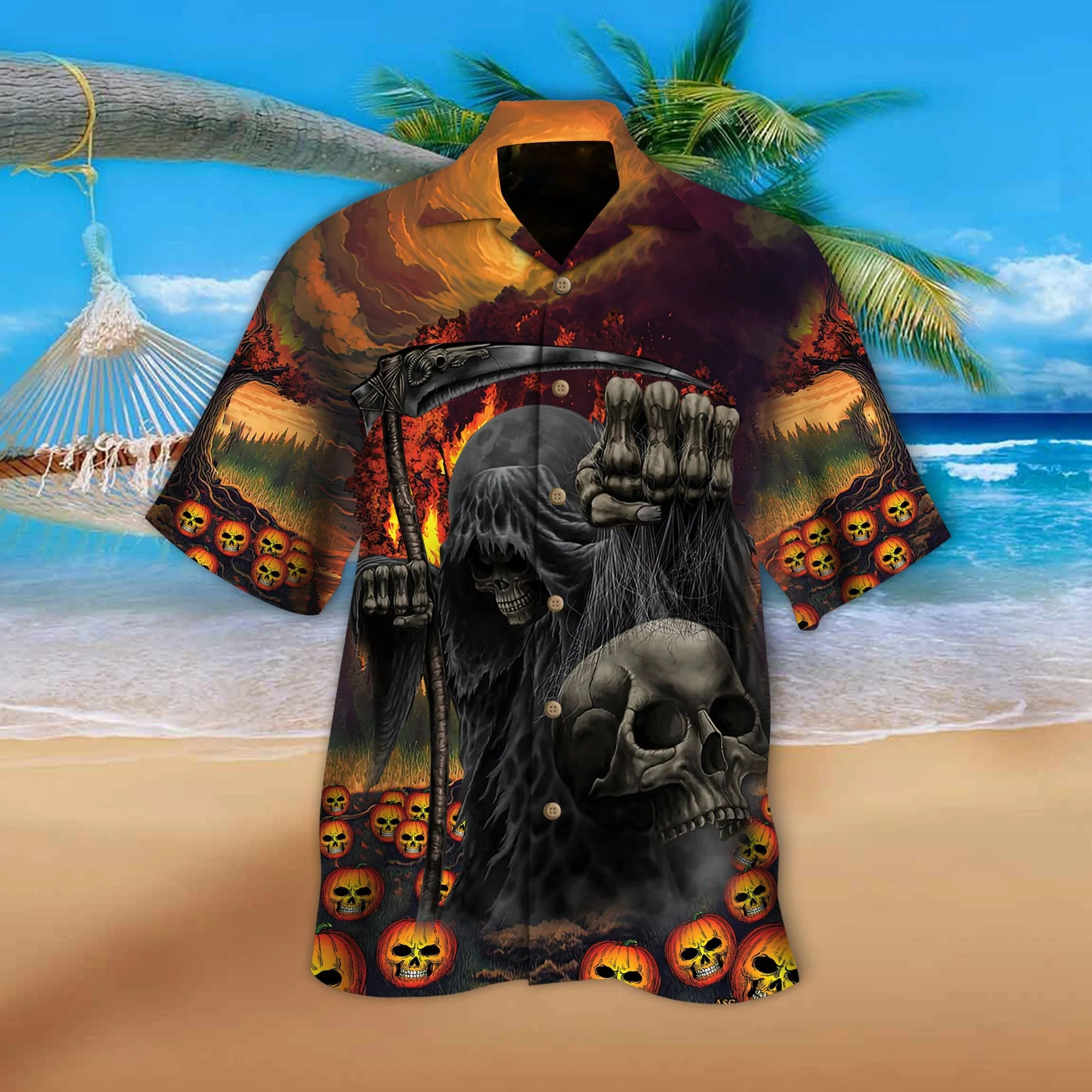 Happy Halloween Skull Trendy Hawaiian Shirt, Skull Lover Trendy Hawaiian Shirt For