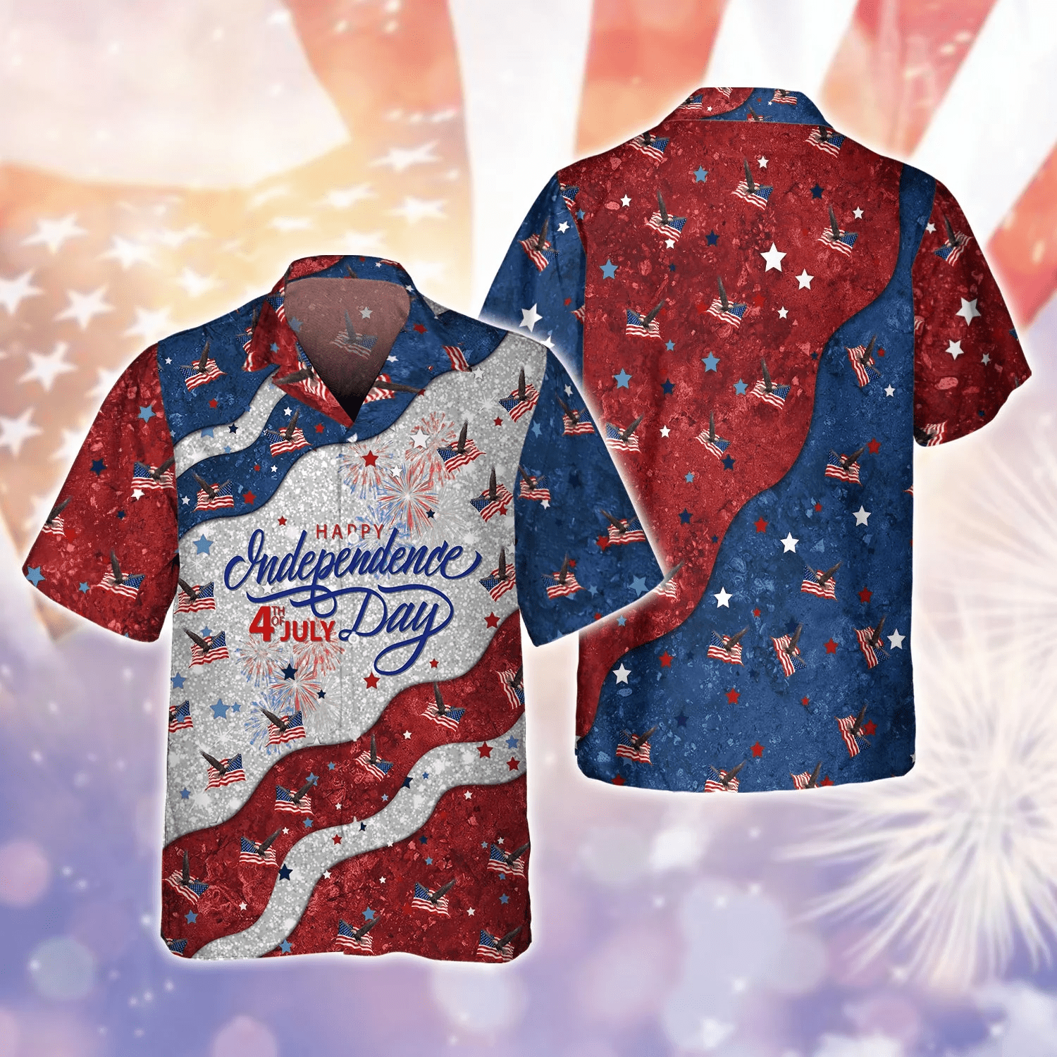 Happy Independence Day 4Th Of July All 3D Printed Hawaiian Shirt