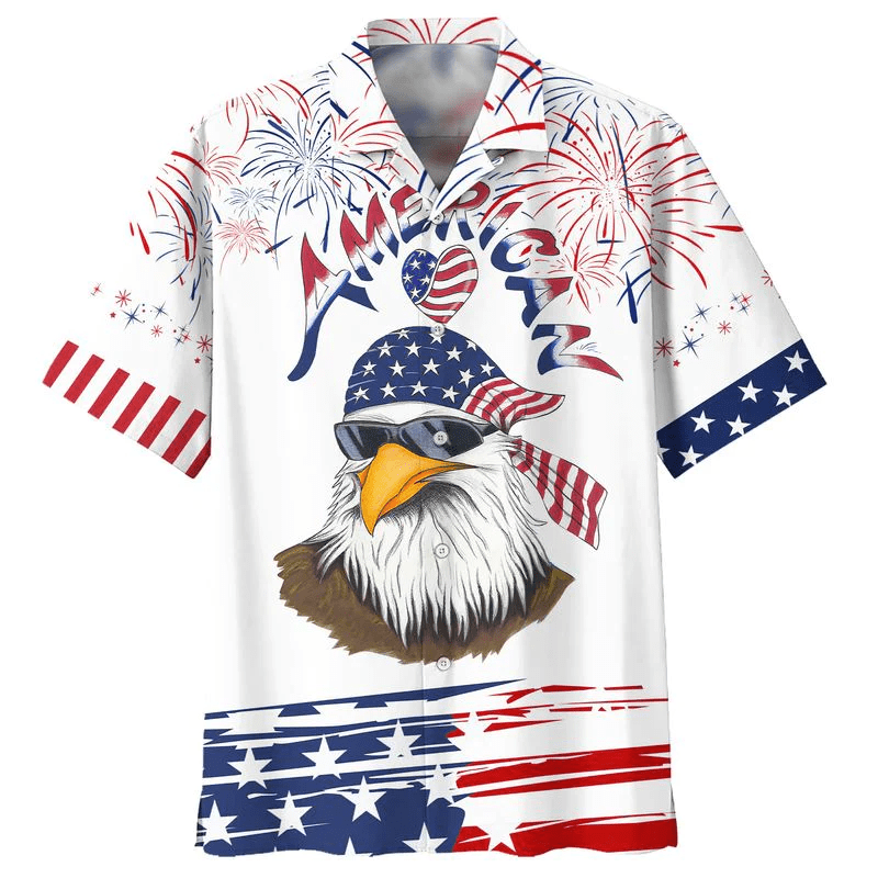 Happy Independence Day American Bald Eagle All Printed 3D Hawaiian Shirt