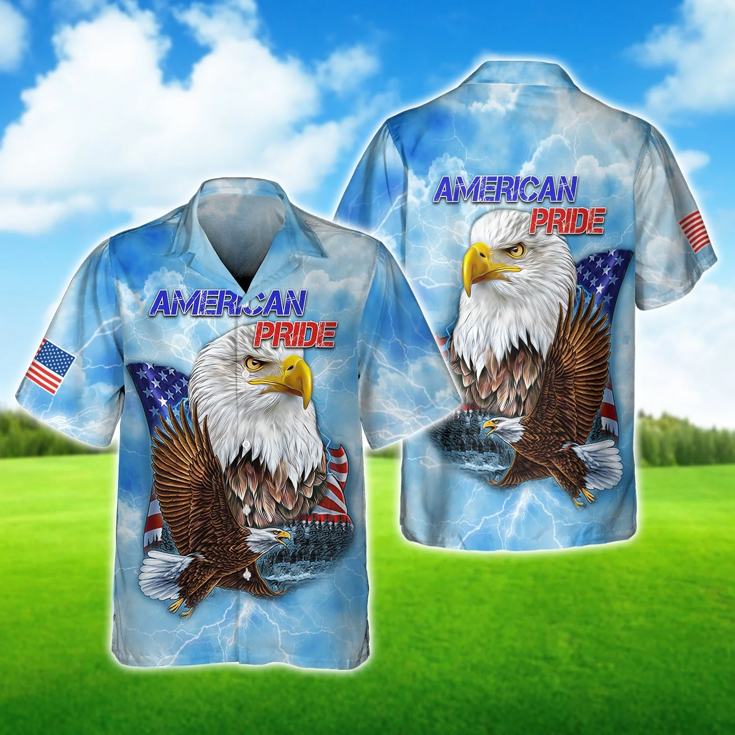 Happy Independence Day American Pride Eagle All 3D Printed Hawaiian Shirt