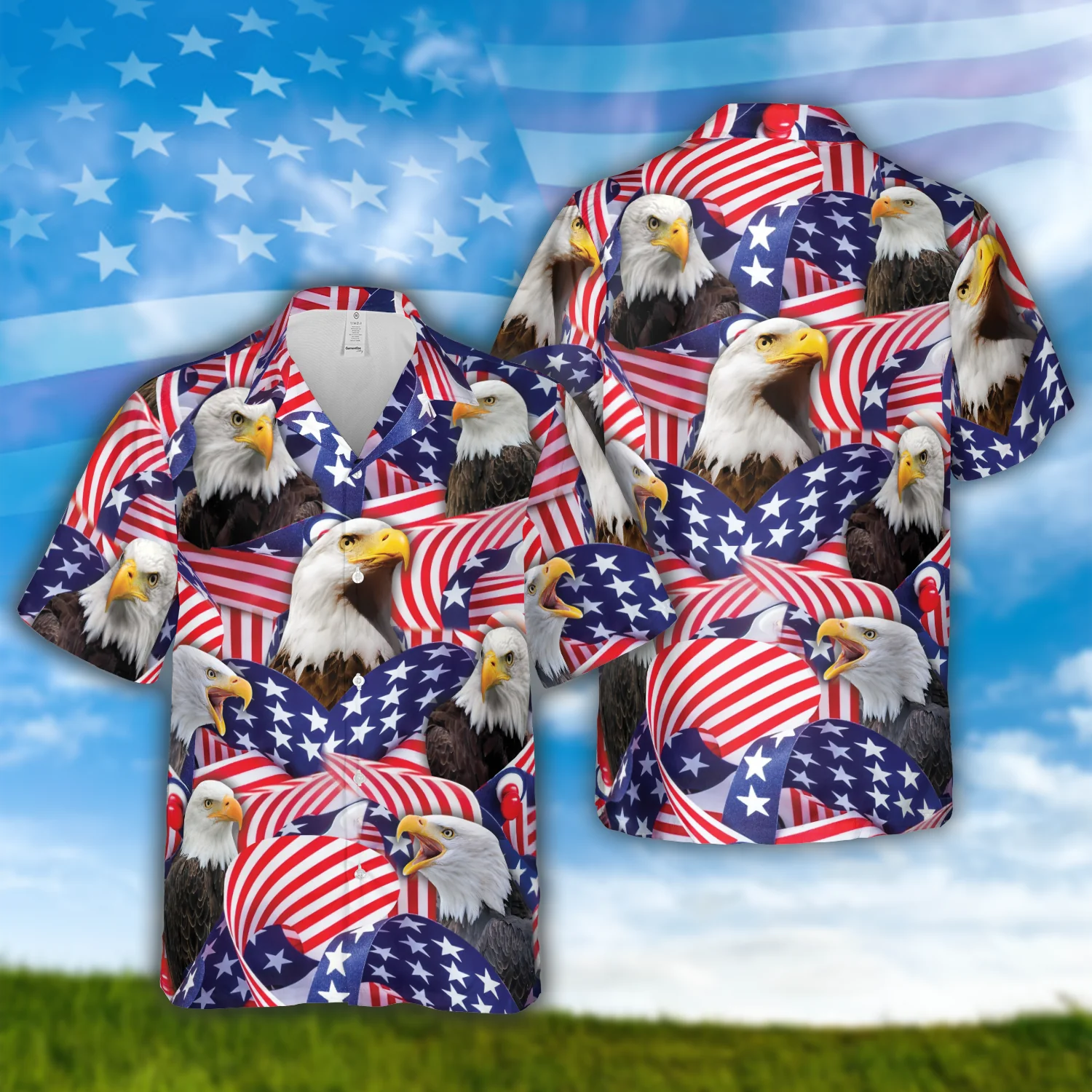 Happy Independence Day Eagles United States Flag All 3D Printed Hawaiian Shirt