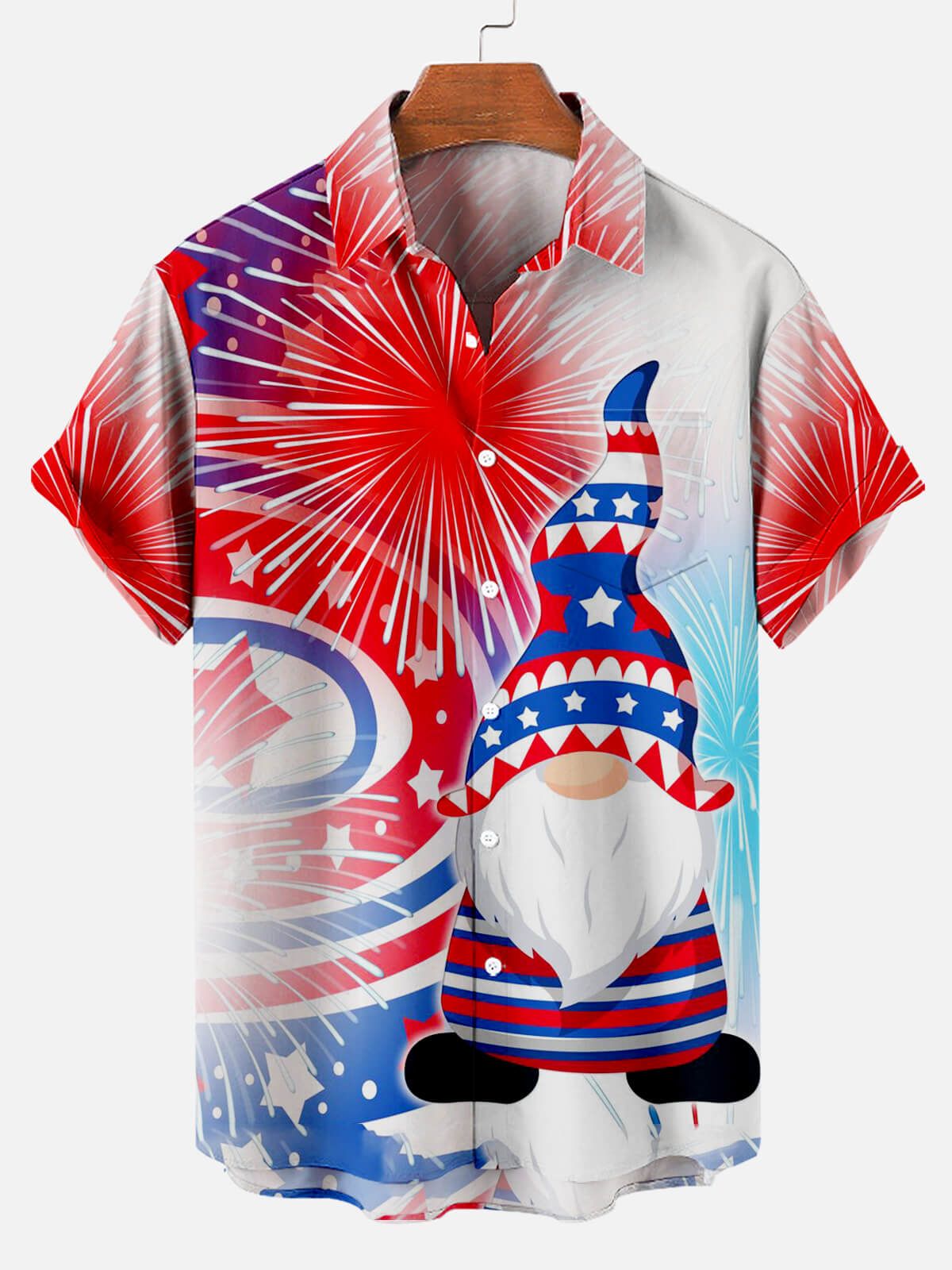 Happy Independence Day Firework Flag Pattern Men’s Short Sleeve Pocket Shirt Happy Independence Day Firework Flag Pattern Men’s Short Sleeve Pocket Shirt
