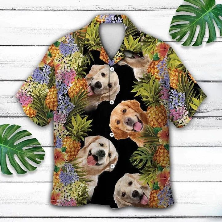 Happy Moment Aloha Golden Retriever Pineapple Leaves Hawaiian Shirt Happy Moment Aloha Golden Retriever Pineapple Leaves Hawaiian Shirt